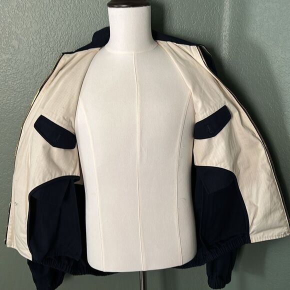 GUCCI navy blue logo appliqué bomber jacket - Picture 10 of 15